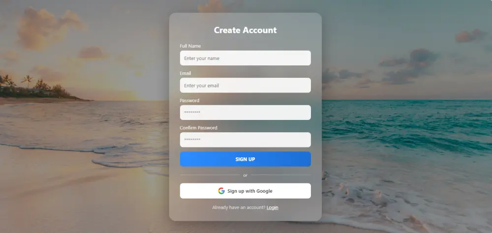 تصميم صفحة تسجيل حساب (Register Form) احترافية ومتجاوبة بتصميم عصري