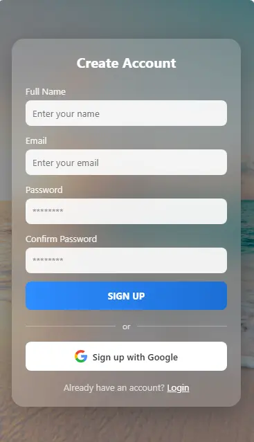 تصميم صفحة تسجيل حساب (Register Form) احترافية ومتجاوبة بتصميم عصري