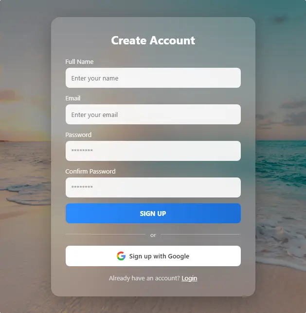 تصميم صفحة تسجيل حساب (Register Form) احترافية ومتجاوبة بتصميم عصري