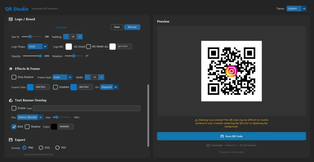 برنامج انشاء QR code بشكل احترافي