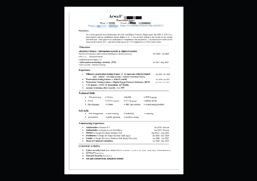 تصميم سيرة ذاتية CV باللغتين بشكل احترافي ومتوافق مع ATS