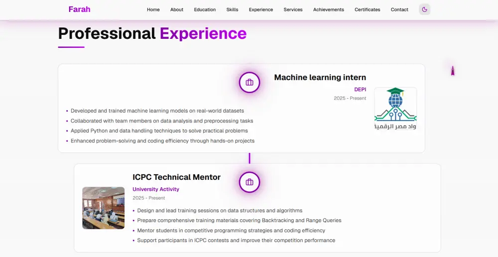 تصميم موقع Portfolio شخصي