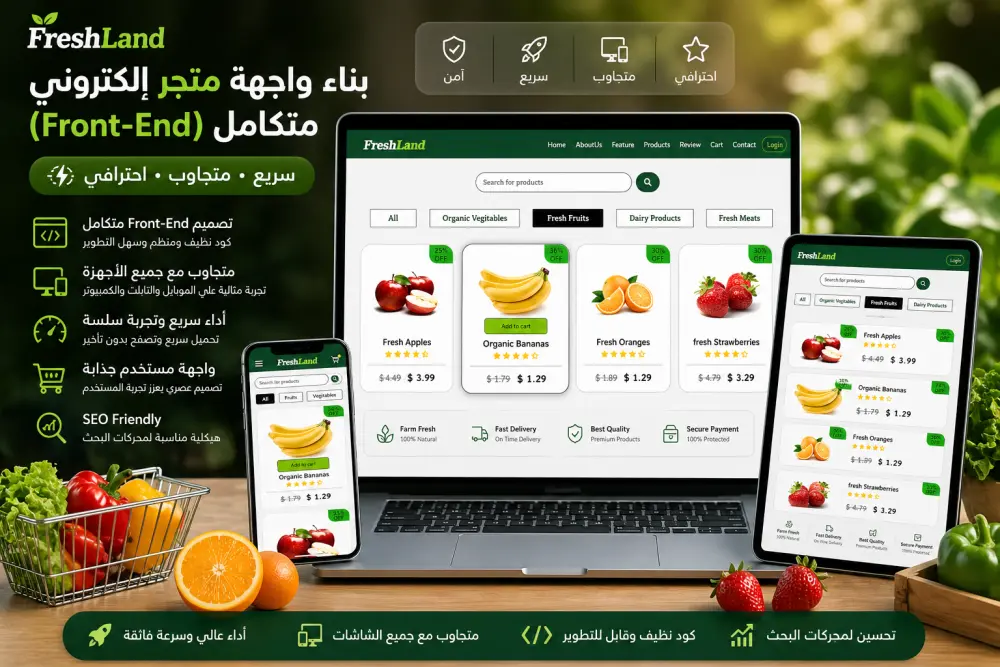 🛒 بناء واجهة متجر إلكتروني (Front-End) متكامل، سريع ومتجاوب