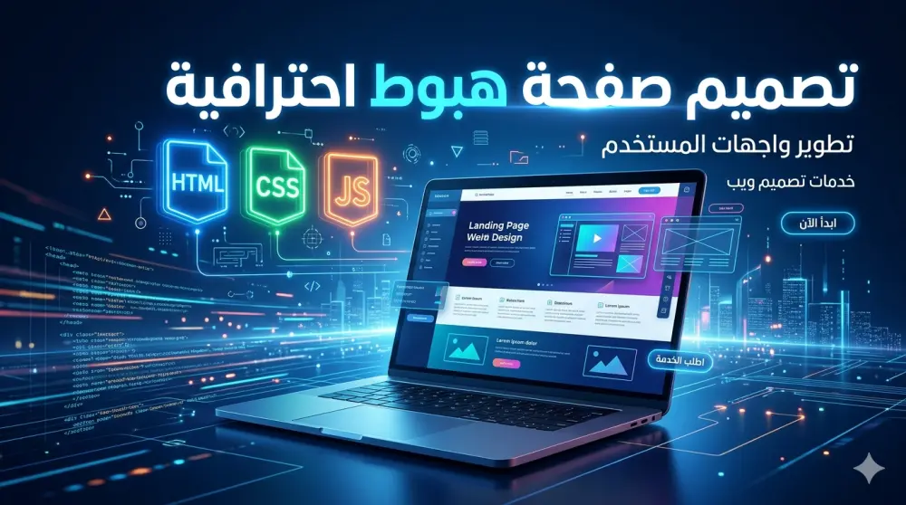 تصميم صفحة هبوط احترافية باستخدام HTML و CSS و JavaScript