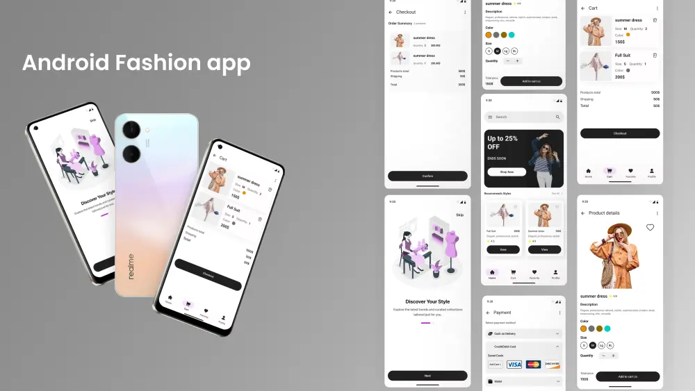 تصميم شاشات تطبيق هاتف UI