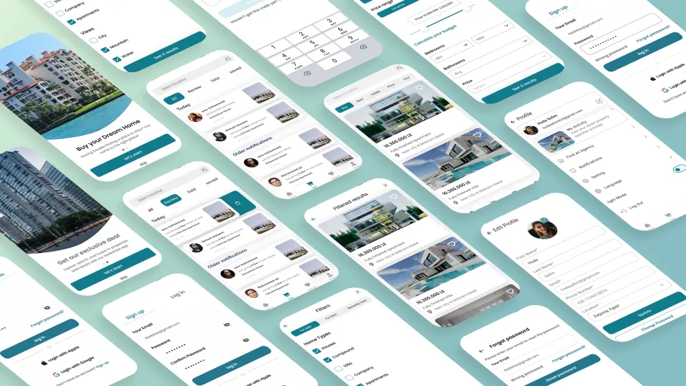 تصميم شاشات تطبيق هاتف UI