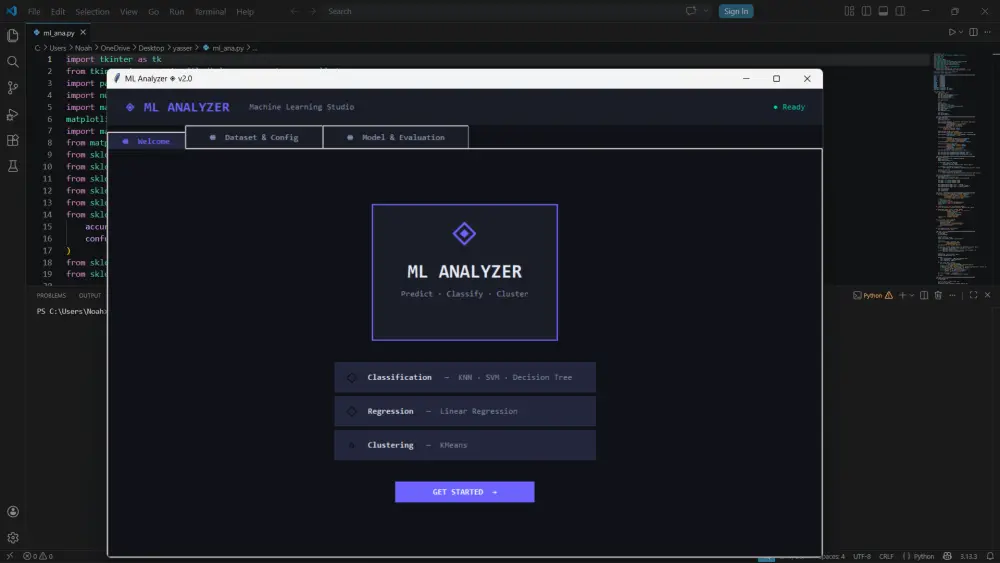 بناء برنامج ذكاء اصطناعي (GUI) متكامل لتحليل وتنبؤ البيانات