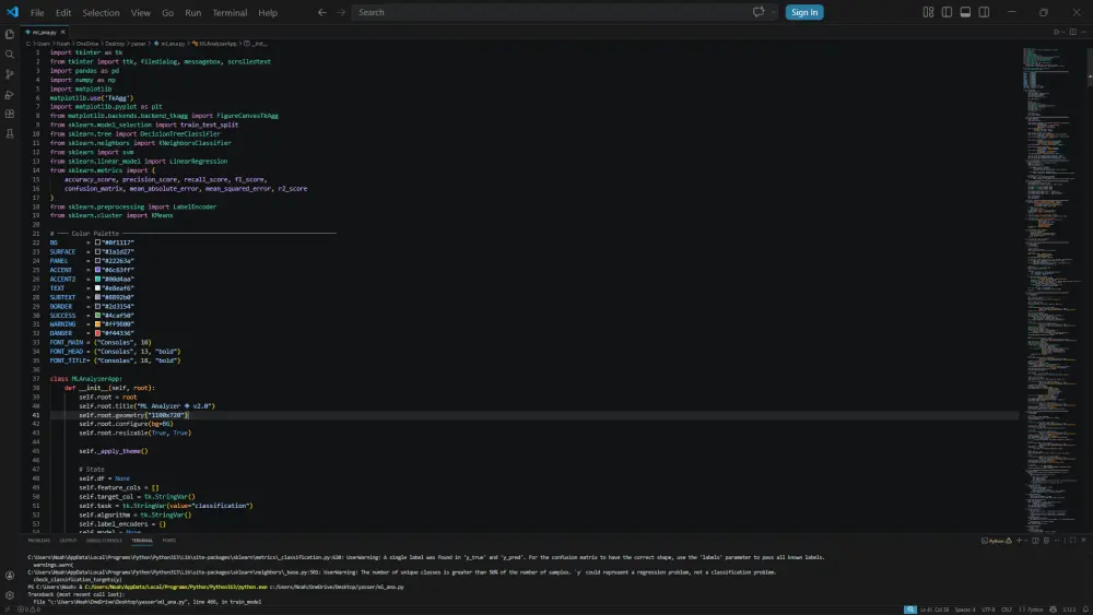 بناء برنامج ذكاء اصطناعي (GUI) متكامل لتحليل وتنبؤ البيانات