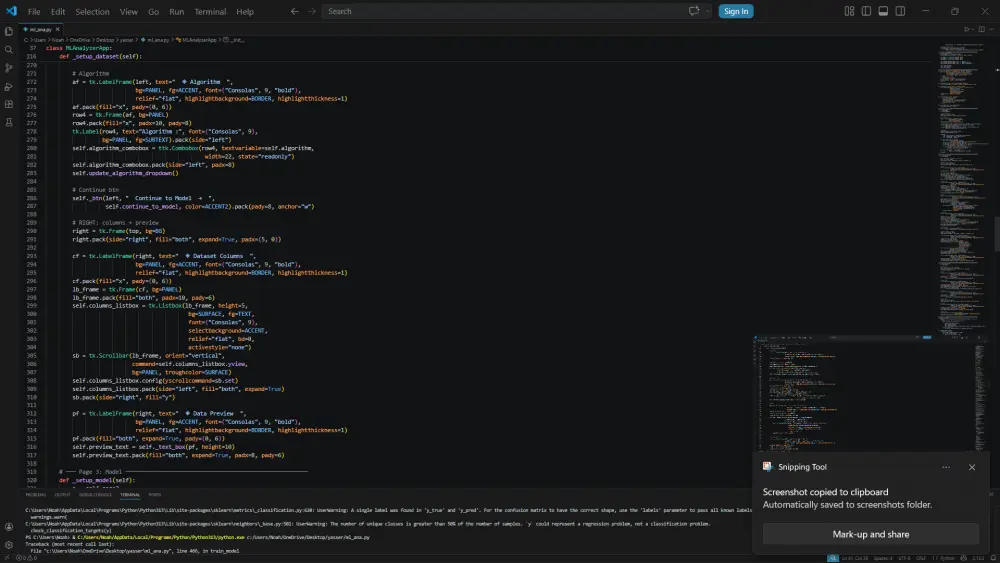 بناء برنامج ذكاء اصطناعي (GUI) متكامل لتحليل وتنبؤ البيانات