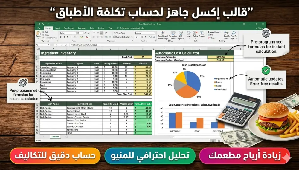 حساب تكلفة أطباق المنيو و Food Cost لمطعمك باحتراف