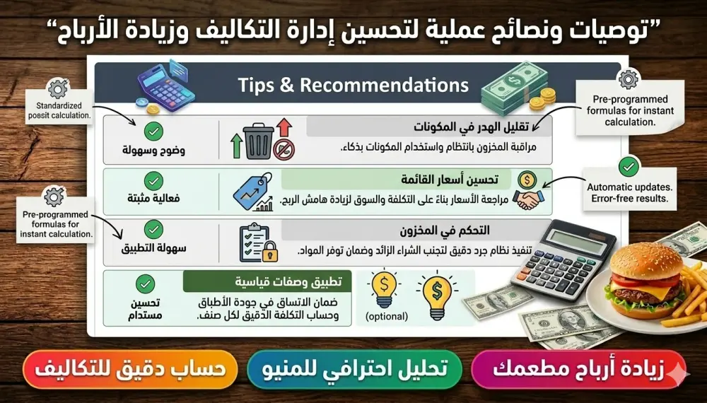 حساب تكلفة أطباق المنيو و Food Cost لمطعمك باحتراف