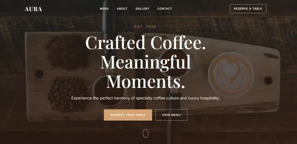 صفحة هبوط احترافية وعصرية لكافيه Cafe