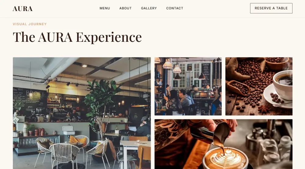 صفحة هبوط احترافية وعصرية لكافيه Cafe
