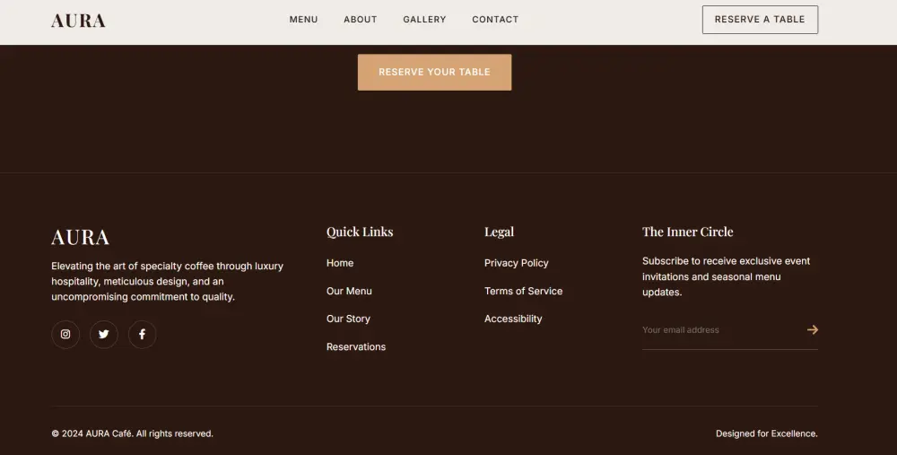 صفحة هبوط احترافية وعصرية لكافيه Cafe