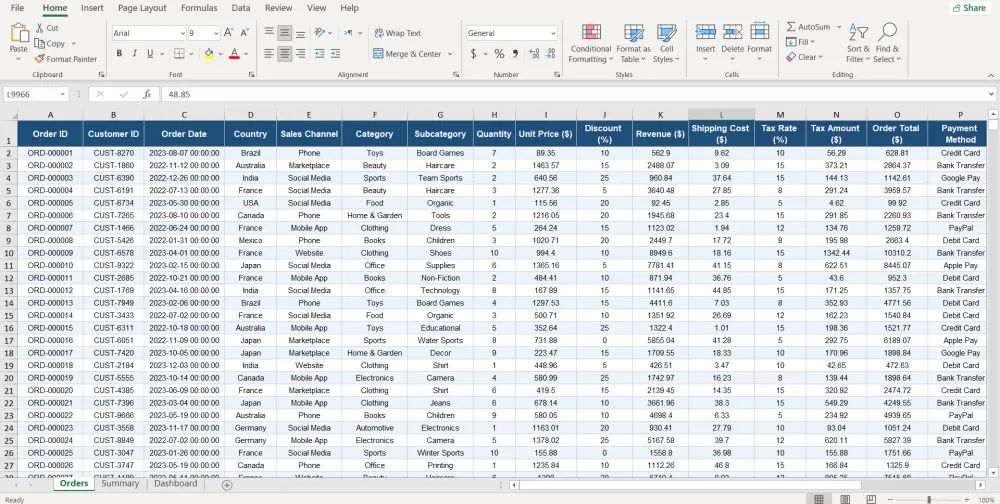 إدخال وتنسيق بيانات اكسيل Excel بشكل منظم وجذاب