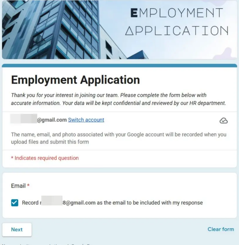 تصميم نماذج Google Forms احترافية (اختبارات تقنية، طلبات توظيف، استبيانات)