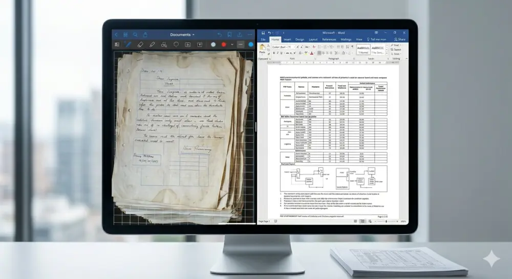تفريغ ملفات PDF وأوراق Scanner المعقدة على ملف Word