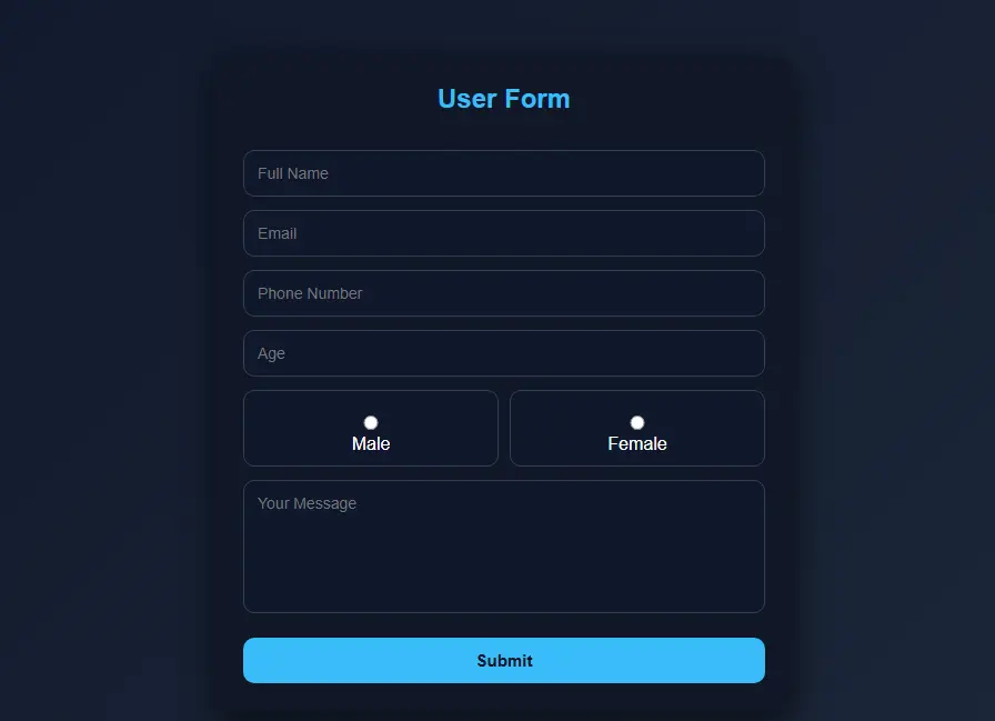 تصميم نموذج إدخال بيانات وربطه بـ SQL