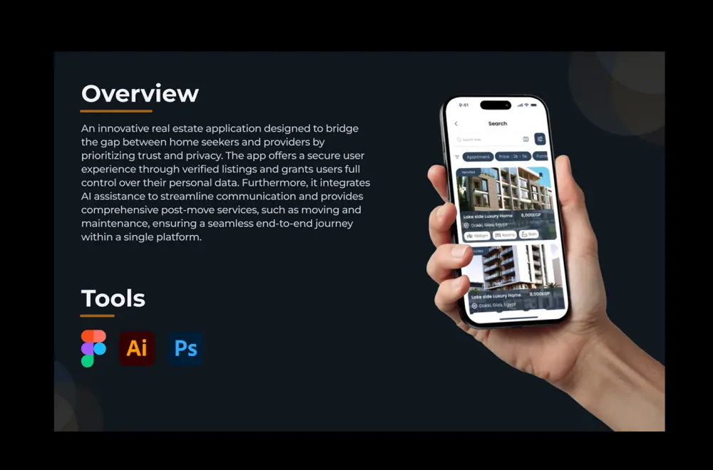 تصميم واجهة وتجربة مستخدم لموقع عقارات للبيع والإيجار مع خدمات متكاملة ونظام محادثة بالذكاء الاصطناعي