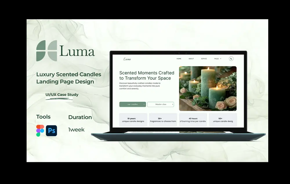تصميم صفحة هبوط احترافية لعلامة تجارية للشموع المعطرة