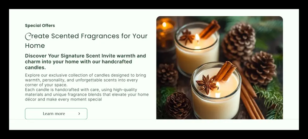 تصميم صفحة هبوط احترافية لعلامة تجارية للشموع المعطرة