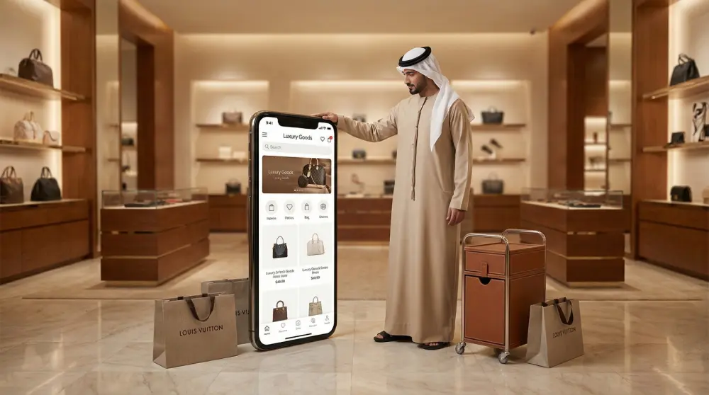 تصميم بوستر إعلاني لمتجر أزياء فاخر باستخدام الدمج البصري