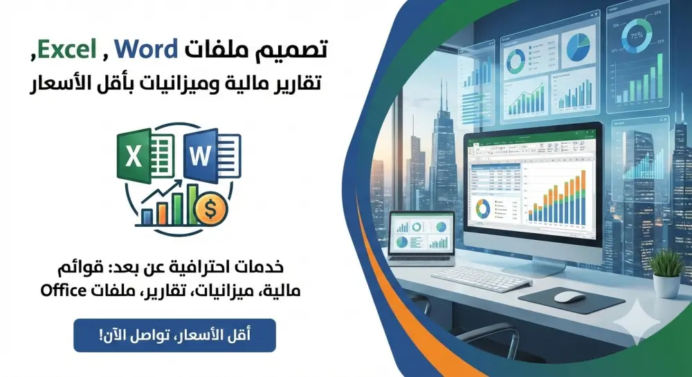 تصميم ملفات إكسيل (Excel) احترافية (فواتير، عروض أسعار، رواتب)..وكافة ملفات اكسل