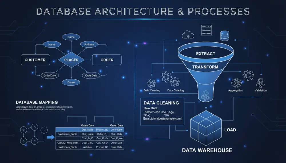 سأقوم بتصميم ERDوDatabase Mapping وتنظيف البيانات وعملياتETL
