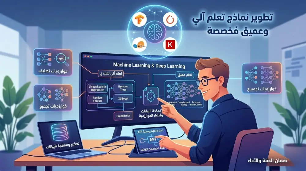 بناء وتطوير نماذج تعلم آلي وتعلم عميق (Machine & Deep Learning) مخصصة
