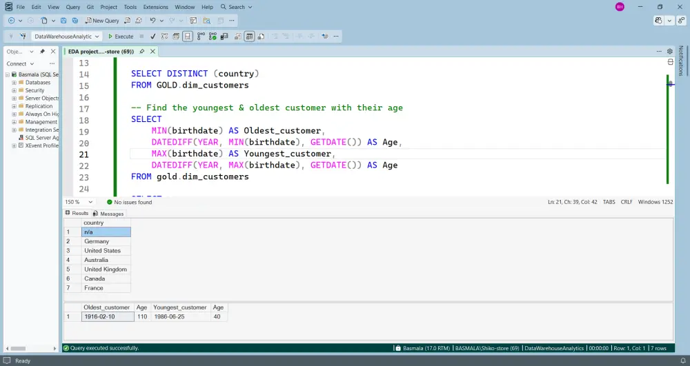 SQL Server Data Analysis & Database Design (EDA)