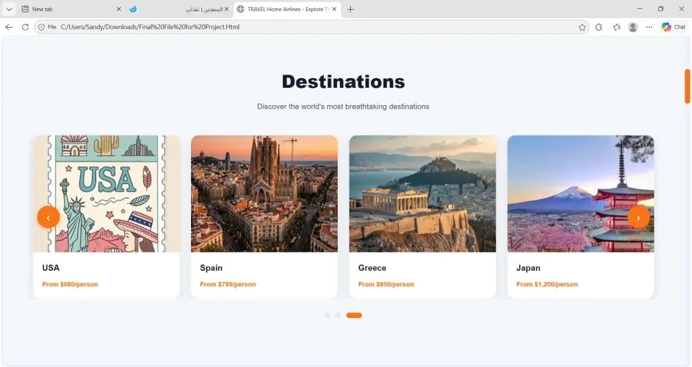 Front-End Travel Website Development Service