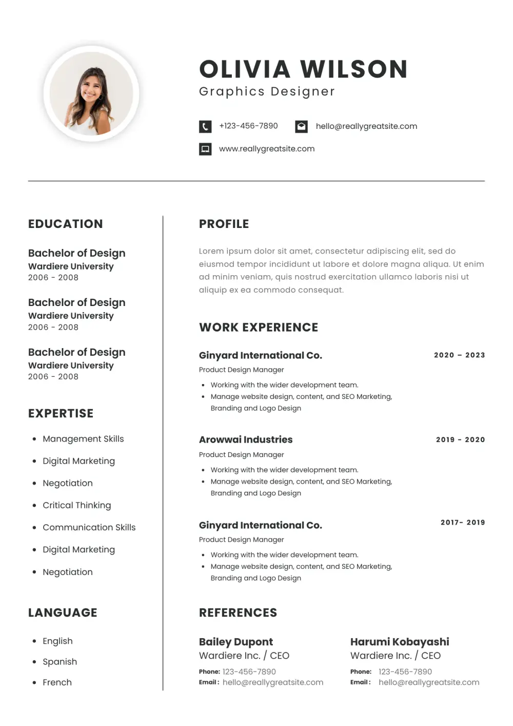 تصميم سيرة ذاتية احترافية ATS أو  CV Standard