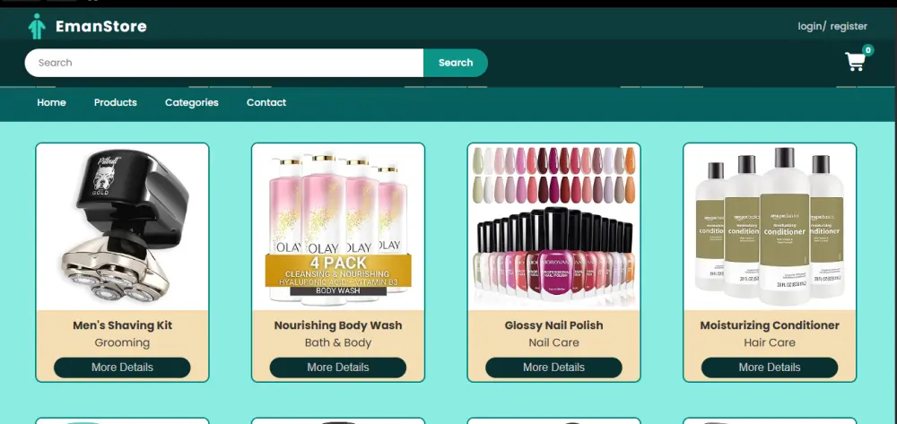 سأقوم بتصميم موقع E-commerce Front-End متكامل من 5 صفحات مع سلة شراء ونظام تسجيل دخول