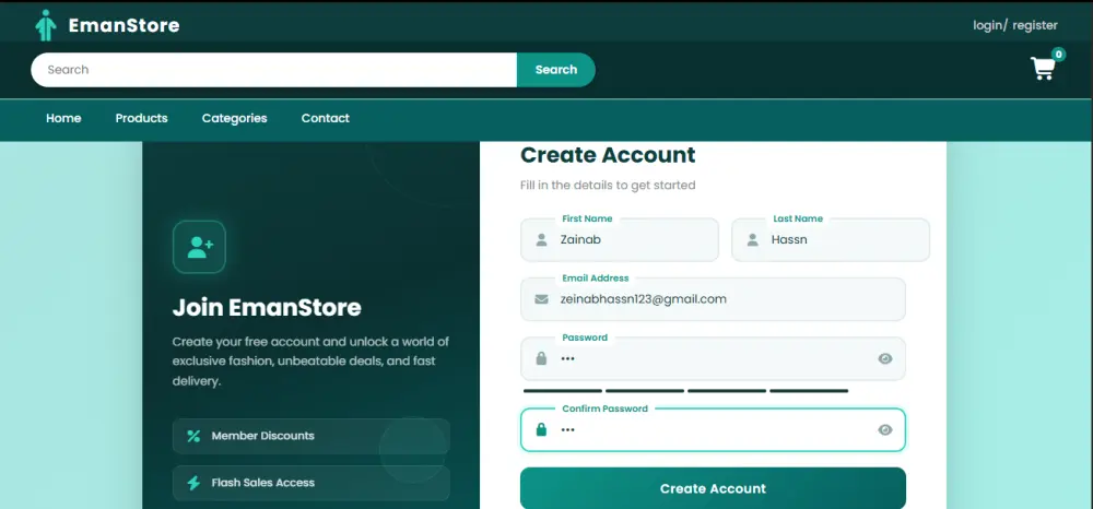 سأقوم بتصميم موقع E-commerce Front-End متكامل من 5 صفحات مع سلة شراء ونظام تسجيل دخول