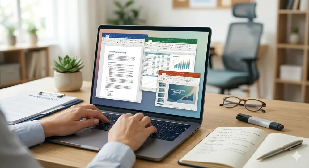 إعداد وكتابة التقارير، إدخال البيانات، وتنسيق الملفات باحترافية (Word, Excel, PowerPoint)
