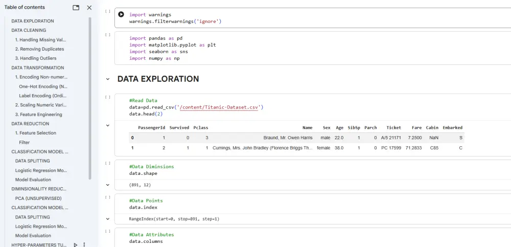 تحليل البيانات وبناء نموذج التعلم الآلي وتقييمه