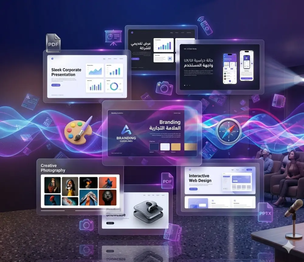 تصميم ملف أعمال (Portfolio) أو عرض تقديمي احترافي باستخدام Canva وAI