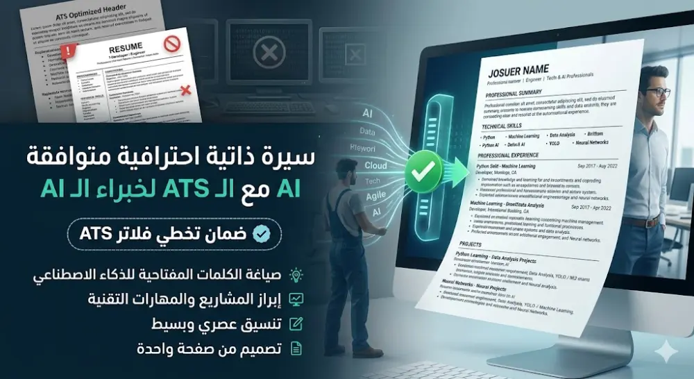 كتابة سيرة ذاتية احترافية متوافقة مع أنظمة الـ ATS لخبراء التقنية والـ AI