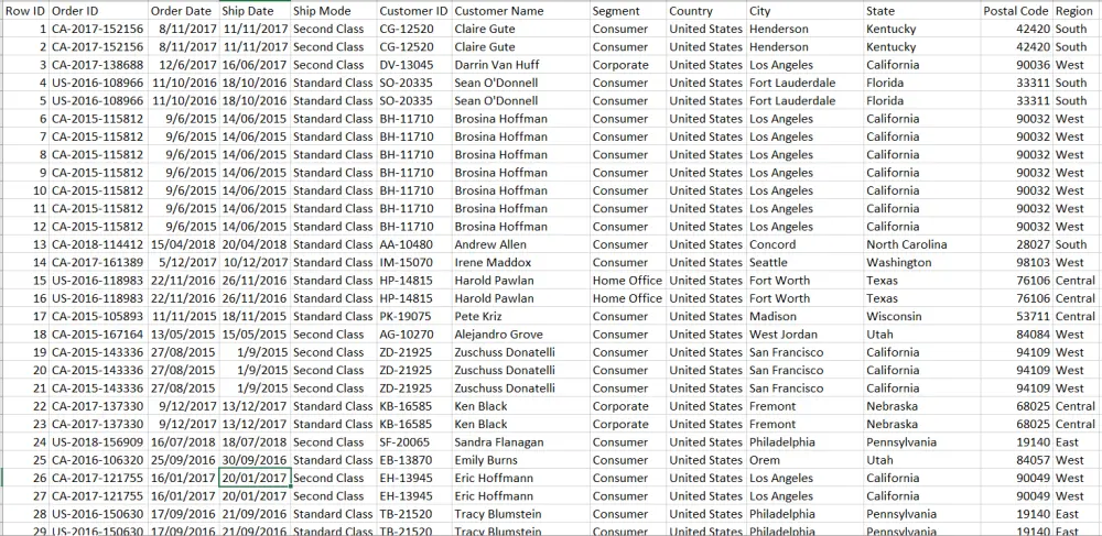 تنظيف وترتيب البيانات Excel و CSV
