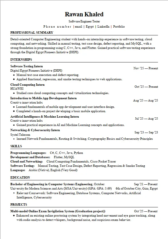 تصميم سيرة ذاتية احترافية (CV) عصرية ومتوافقة مع أنظمة ATS
