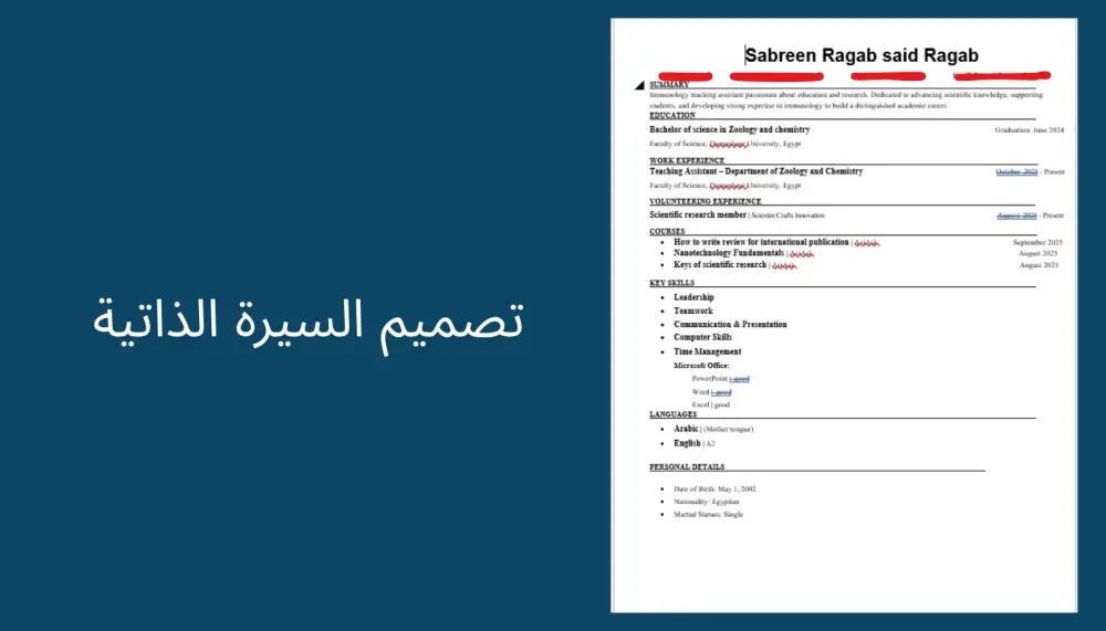 تصميم سيرة ذاتية بالإنجليزية