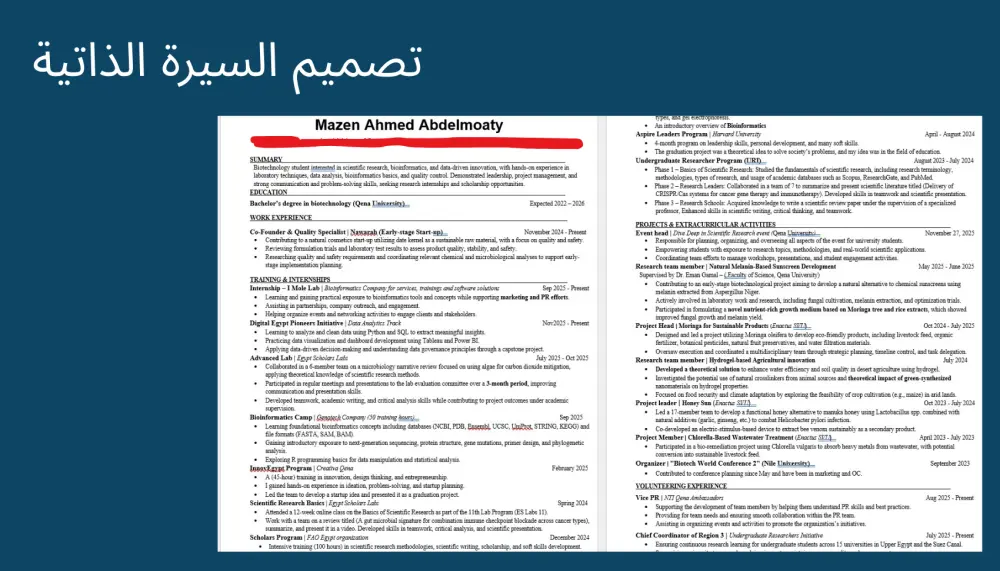 تصميم سيرة ذاتية بالإنجليزية