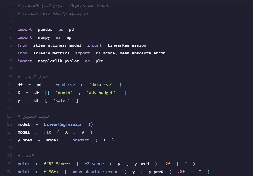 توقع بياناتك و توقع النتائج بالذكاء الاصطناعي