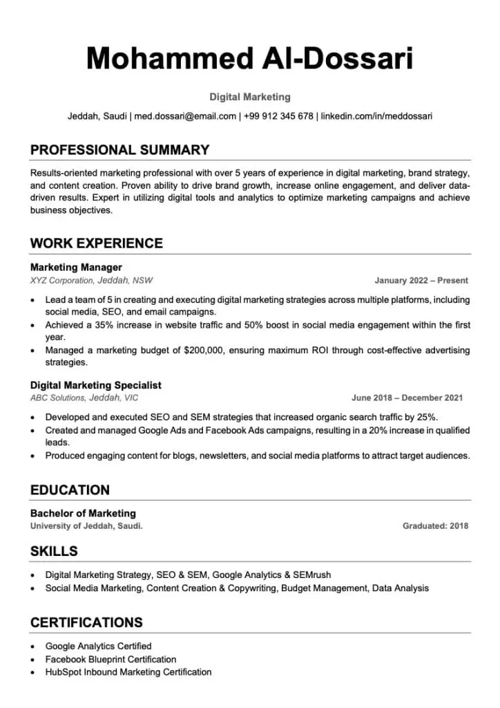 تصميم سيرة ذاتية (CV) احترافية متوافقة مع أنظمة ATS