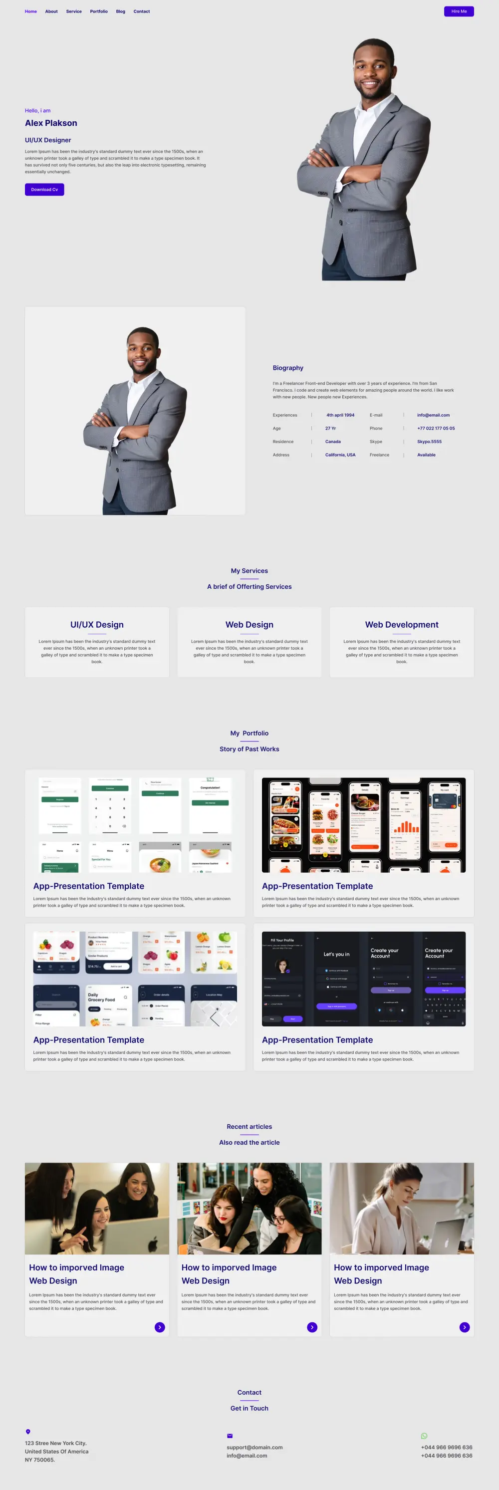 تصميم صفحة Portfolio احترافية