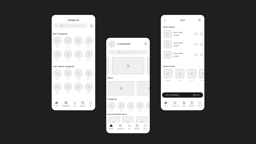 تصميم 5 شاشات Wireframe احترافية لتطبيقات الموبايل