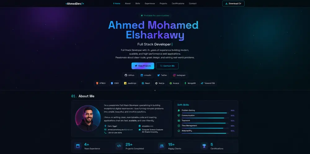 professional portfolio HTML page عمل بورتفوليو كصفحة ويب احترافية