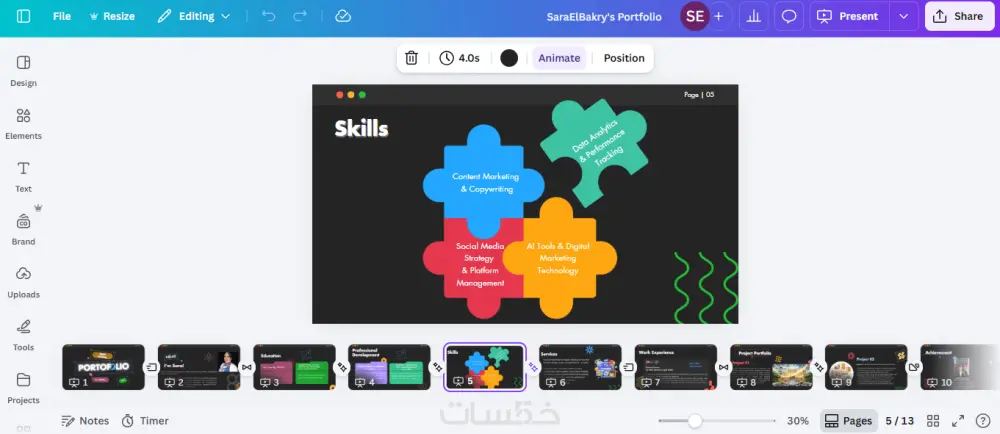 تصميم عروض تقديمية باللغتين العربية والإنجليزية بـ Canva
