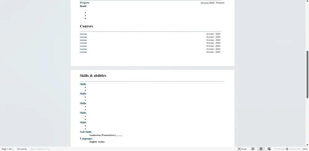 إنشاء سيرة ذاتية CV