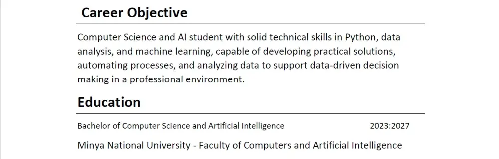 كتابة وتنسيق CV احترافي قابل للتعديل
